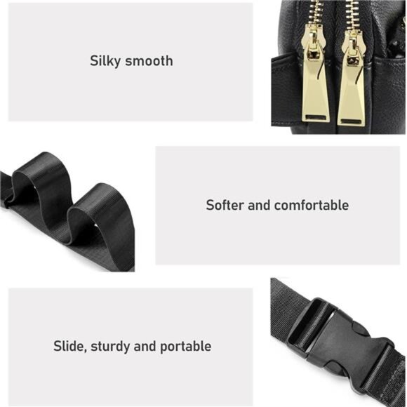 Leather Fanny Pack for Women Men: Crossbody Belt Bag with Adjustable Strap - Picture 4 of 7